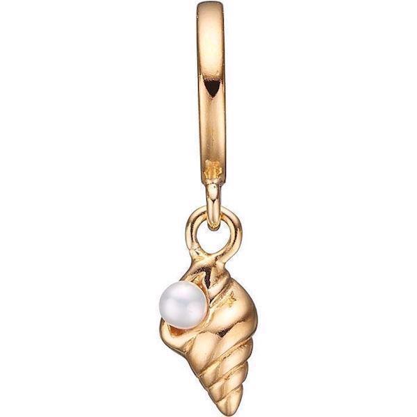 Image of forgyldt sølv Collect læderarmbånds charm Sea Shell konkylie med ægte perle fra Christina Collect